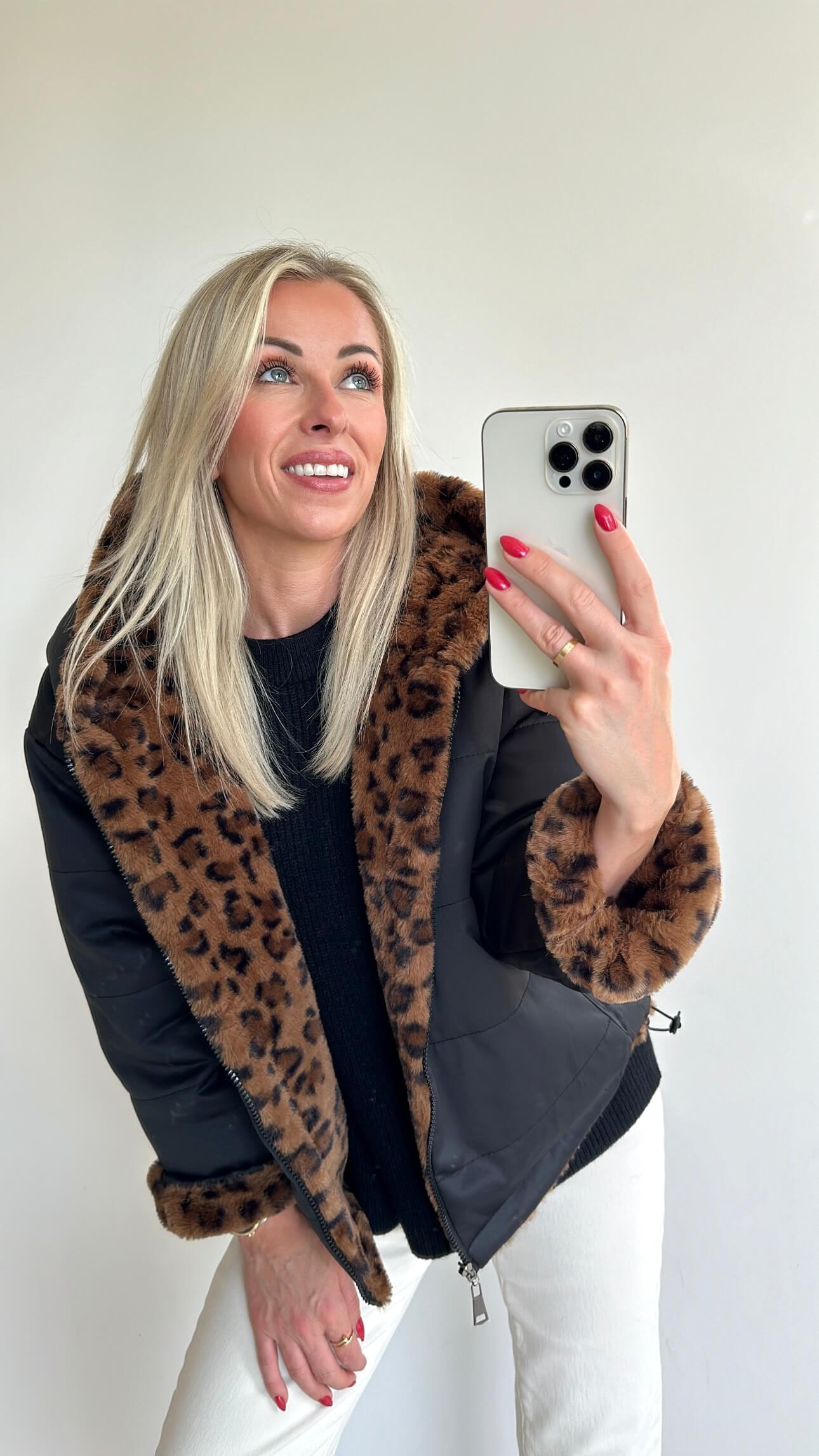 CARMIE Coat - leopard/black