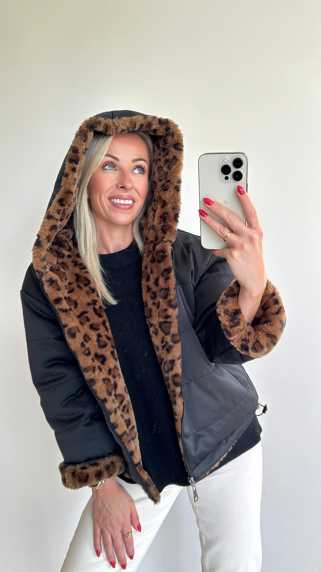 CARMIE Coat - leopard/black