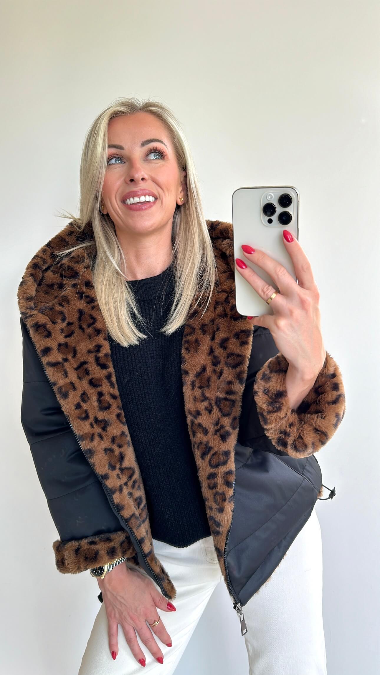 CARMIE Coat - leopard/black